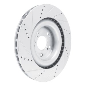 Acura TLX Brake Rotor (1) - Front Right - R1 Concepts - Drilled & Slotted - Silver - `21-`25